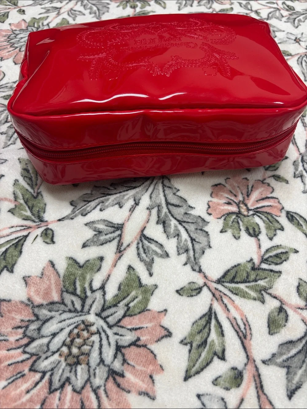 Christian Lacroix Red Patent Embossed Cosmetic Pouch